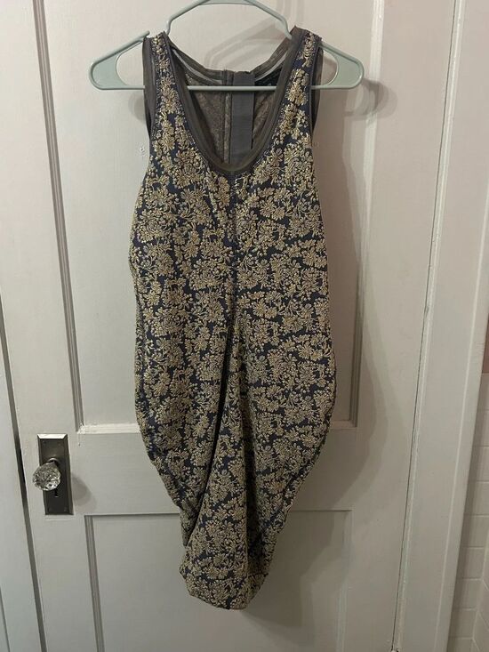 Marc Jacobs Dresses & Skirts - Vintage Marc Jacobs Navy and Gold Floral Jacquard Midi Dress